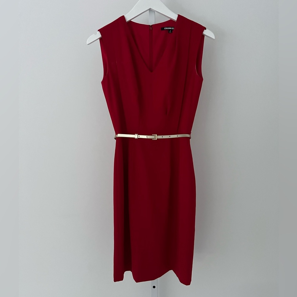 GIANNI BINI RED BELTED DRESS SIZE US 0 - Picture 3 of 16